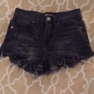 Express Black Distressed Denim Shorts